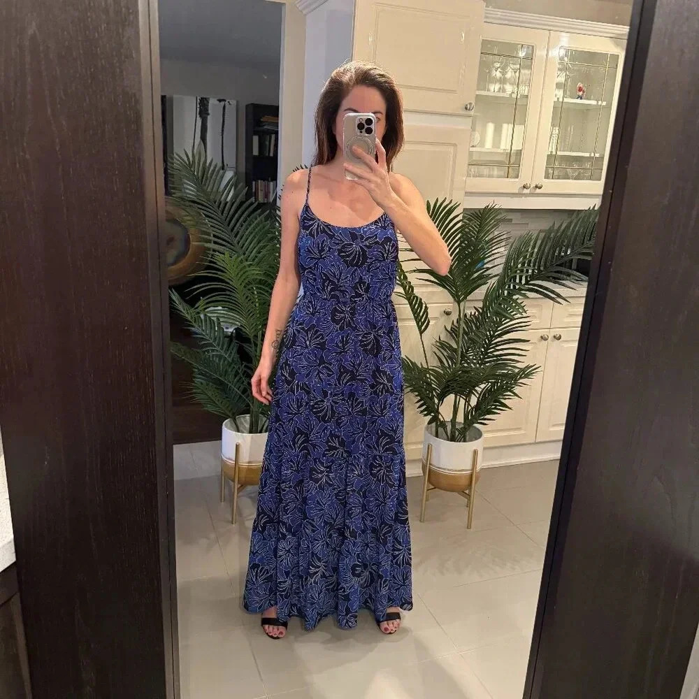 NEW Blue Floral Maxi Dress, Michael Kors,  US S
